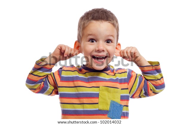 Little Boy Funny Face Pulling Himself Stock Photo (Edit Now) 102014032