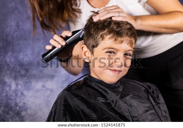 Little Boy Getting Haircut Cutting Machine Stock Photo Edit Now