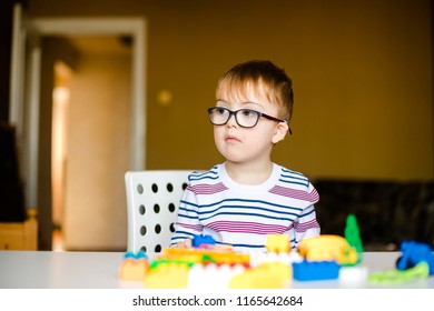 Little Boy Down Syndrome Black Glasses Stock Photo 1006677619 ...