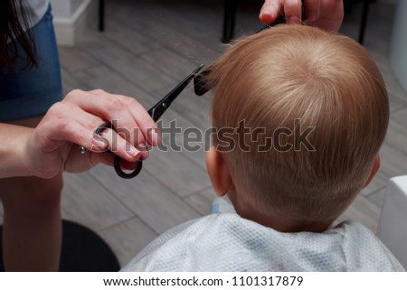 the little boy in a hairdressing salon