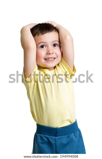 Little Boy Hands On Head Over Stock Photo 194994008 | Shutterstock