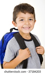 Little boy with his book bag