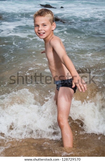 little boys in swimwear