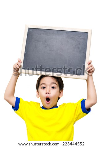 Similar – surprised boy with a blackboard