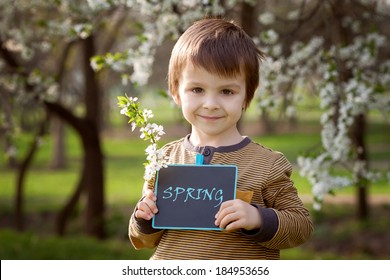 Little Boy, Holding Board With Sign