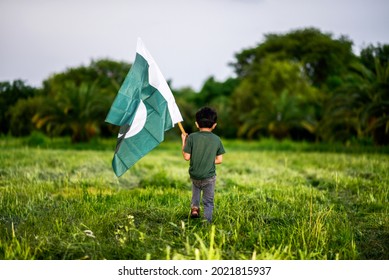 Little Boy Holding The Pakistan Flag Celebrating The Pakistan Independence Day 