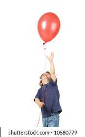 Little Boy Holding Red Balloon