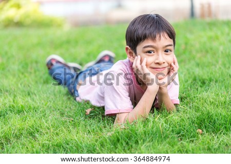 Similar – Image, Stock Photo Little boy Smile and happy at the backyard