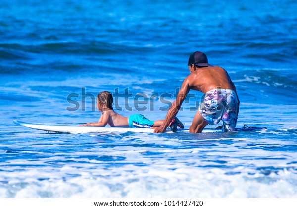 Little Boy Learning Surf Costa Rica Stock Photo Edit Now