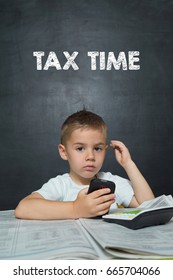 Little Boy Like Businessman Text Tax Stock Photo 665704066 | Shutterstock