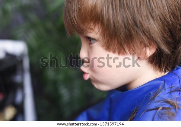 Little Boy Long Hair Hairdresser Cute Stock Photo Edit Now