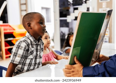 Little boy looking a Book. Child learning concept - Powered by Shutterstock