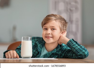 Little Boy Milk Kitchen Stock Photo 1678556893 | Shutterstock