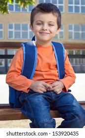 Little Boy On His First Day At School