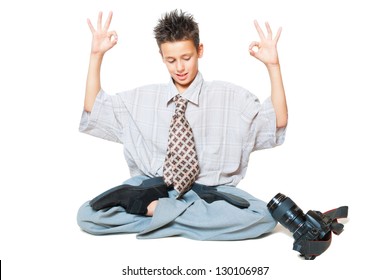 Little Boy Photographed Yourself How Meditates