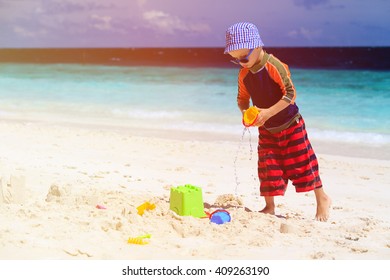 Little Boy Play Sand On Beach Stock Photo (Edit Now) 390356011