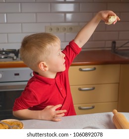 little boy preparing cookies. set
