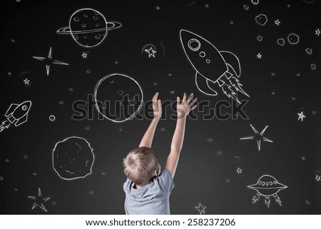 Similar – Image, Stock Photo little boy looks at a landscape