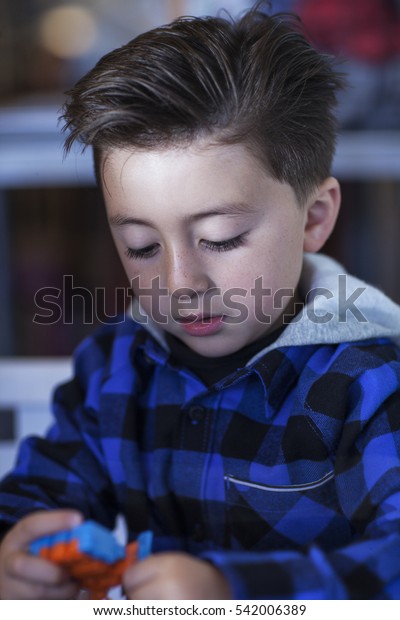Little Boy Rockabilly Haircut Undercut Wearing Stock Photo Edit