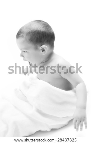 Similar – Newborn lying on bed embraced by her mother