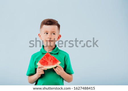 Similar – Glückliches Kind isst Wassermelone