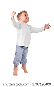 Little Boy Smiling Happy Outstretched Hands Stock Photo 1707120409 ...