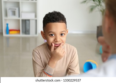 Little Boy At Speech Therapist Office