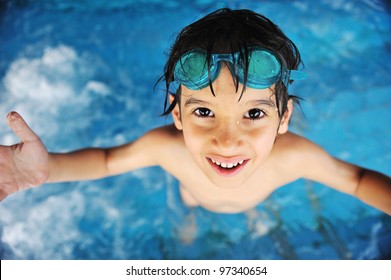 Little Boy Swimming Pool Stock Photo (Edit Now) 97340654