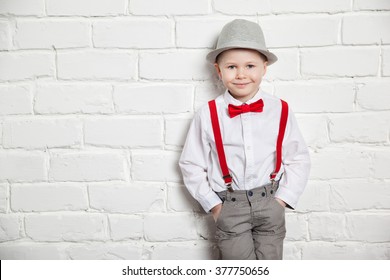 ELF EYAS Little Boys Black Suspenders Pants Set with Bowtie