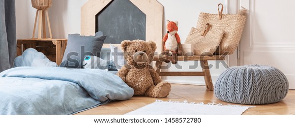 Little Boys Bedroom Toys Grey Pouf Stock Photo Edit Now