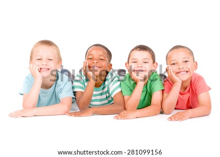little boys isolated in white background
