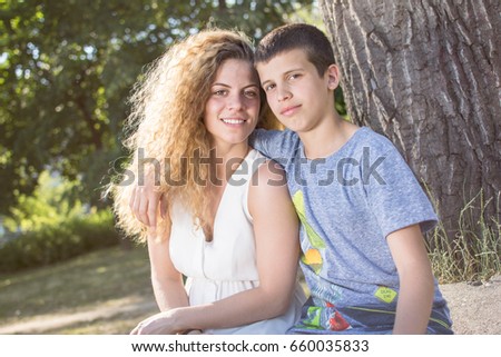 little brother hugging his sister siblings stock photo edit now