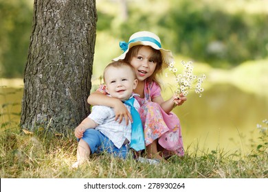 Little Brother Sister Playing On Nature Stock Photo (Edit Now) 278930264