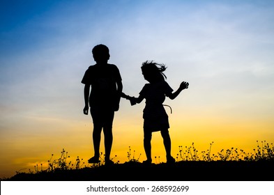 Little Brother Sister Silhouette Stock Photo 268592699 | Shutterstock