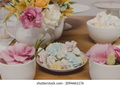 Little Candy Color Meringue Kiss On A Bridal Shower Party Table
