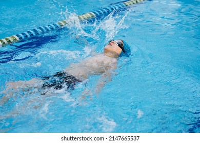 Little Caucasian Boy Wearing Goggles Swimming Stock Photo 2147665537 ...