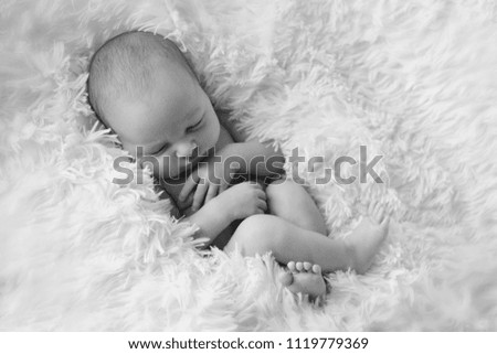 Similar – Newborn baby awake on a blanket