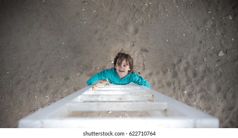 Little Child Climbing Stairs