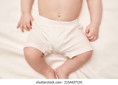 Little Child Feet. Toddler Legs. Kid Panty. Baby Person. Tiny Health Care. White Children Underware. Male Person. Boxer Mockup