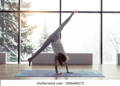 Little Child Girl Doing Gymnastics Exercises Stock Photo 1006640173 ...