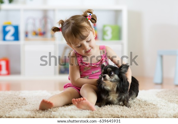 Little Child Girl Small Cute Dog Stock Photo 639645931 | Shutterstock