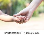 Little child hands in mather,selective focus