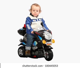 Little child on motorcycle
