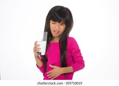 Little Child With Painful Expression After Drinking Milk