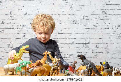 playing with toy animals