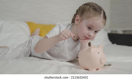 Little Child Put Money Piggy Bank, Collect Cash Coins Bank, Save Money Success, Wealth Financial Savings Idea, Small Business Spending Management, Toddler Manual, Counting Earnings Bills For Future