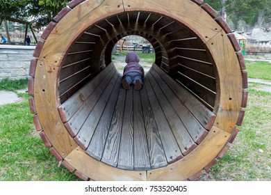 wooden play tunnel