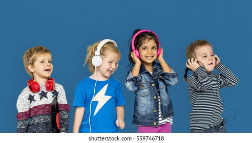 Little Children Headphones Music Having Fun - Shutterstock ID 559746718