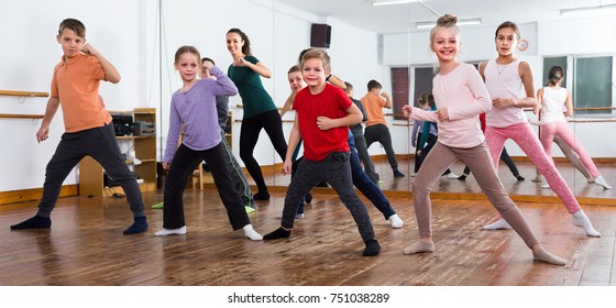 Little Children Studying Contemp Dance In Studio