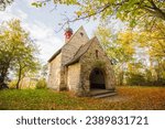 Little church "Kapelle am Tannenrain" near Oberndorf, Poltringen and Wendelsheim, near Rottenburg am Neckar, Baden-Wuerttemberg, Germany, during autumn